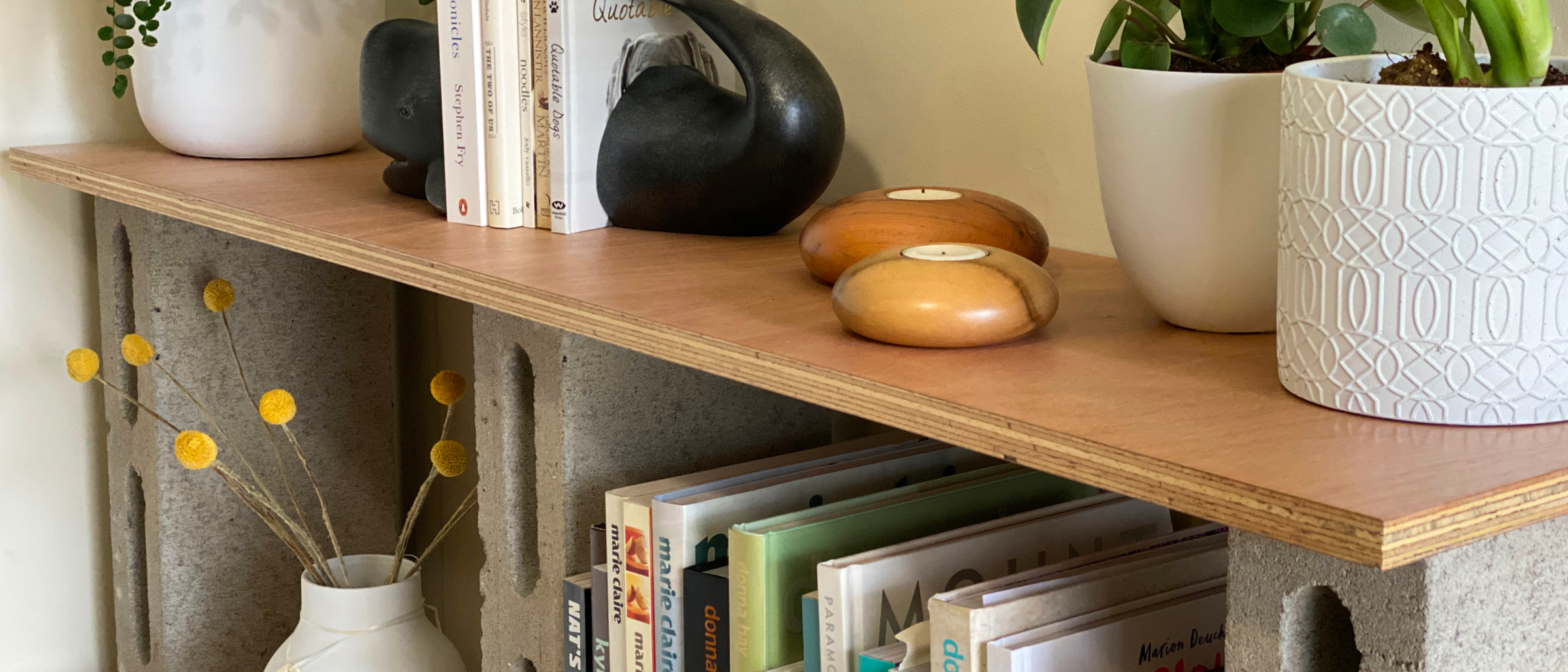 Upcycled Concrete and Timber Bookcase