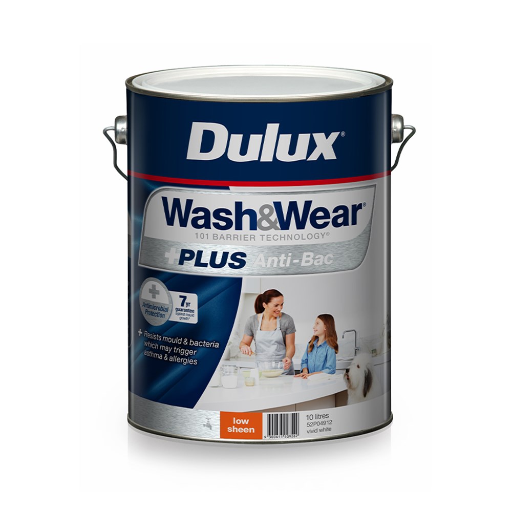 Dulux WashNWear +Plus AntiBac Low Sheen Vivid White 10L Inspirations