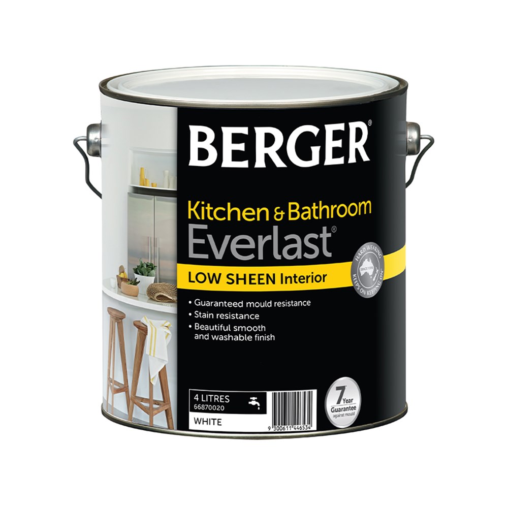 Berger Kitchen & Bathroom Low Sheen White 4L