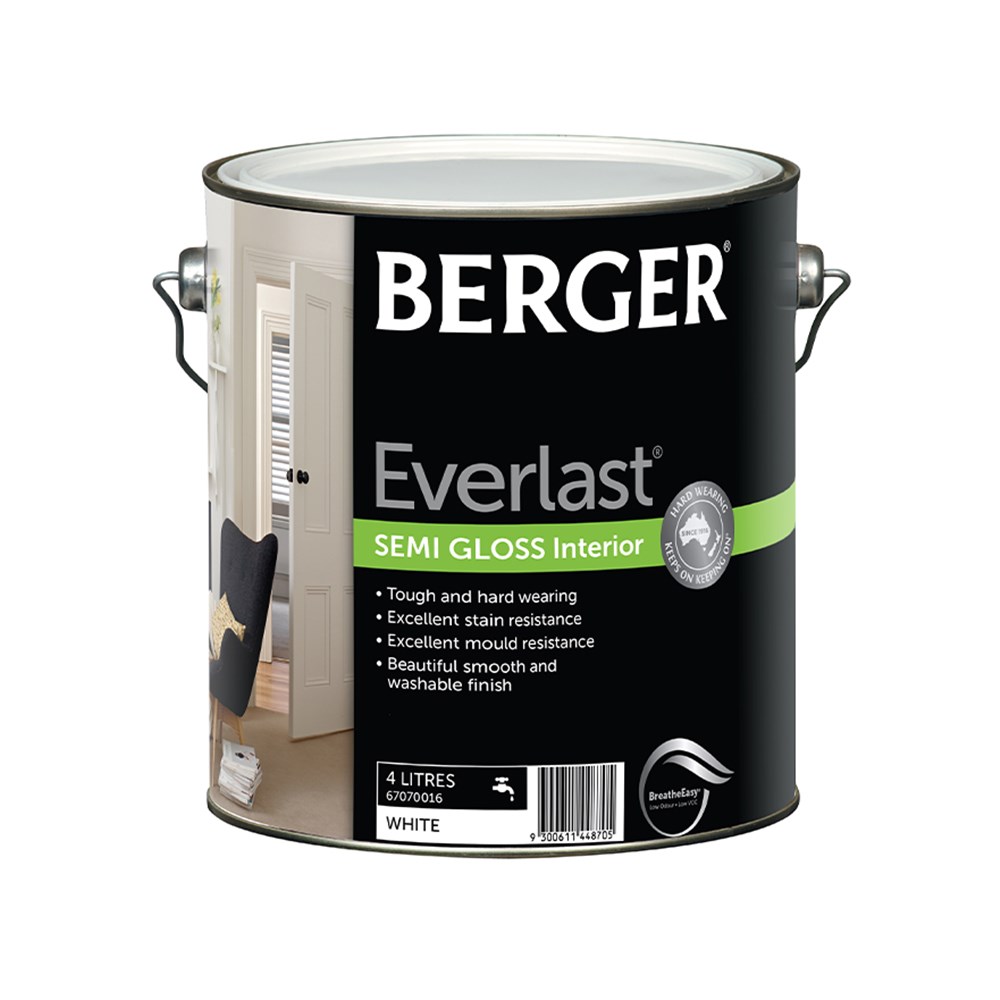 Berger Everlast Semi Gloss White 4L Inspirations Paint Store
