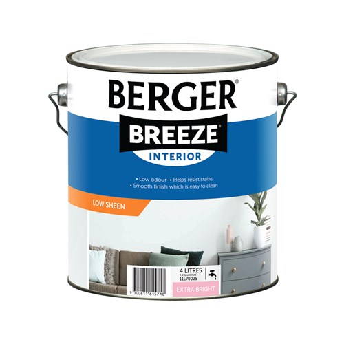 Berger Breeze Interior Low Sheen Extra Bright 4L