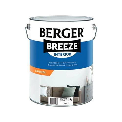 Berger Breeze Interior Low Sheen White 10L