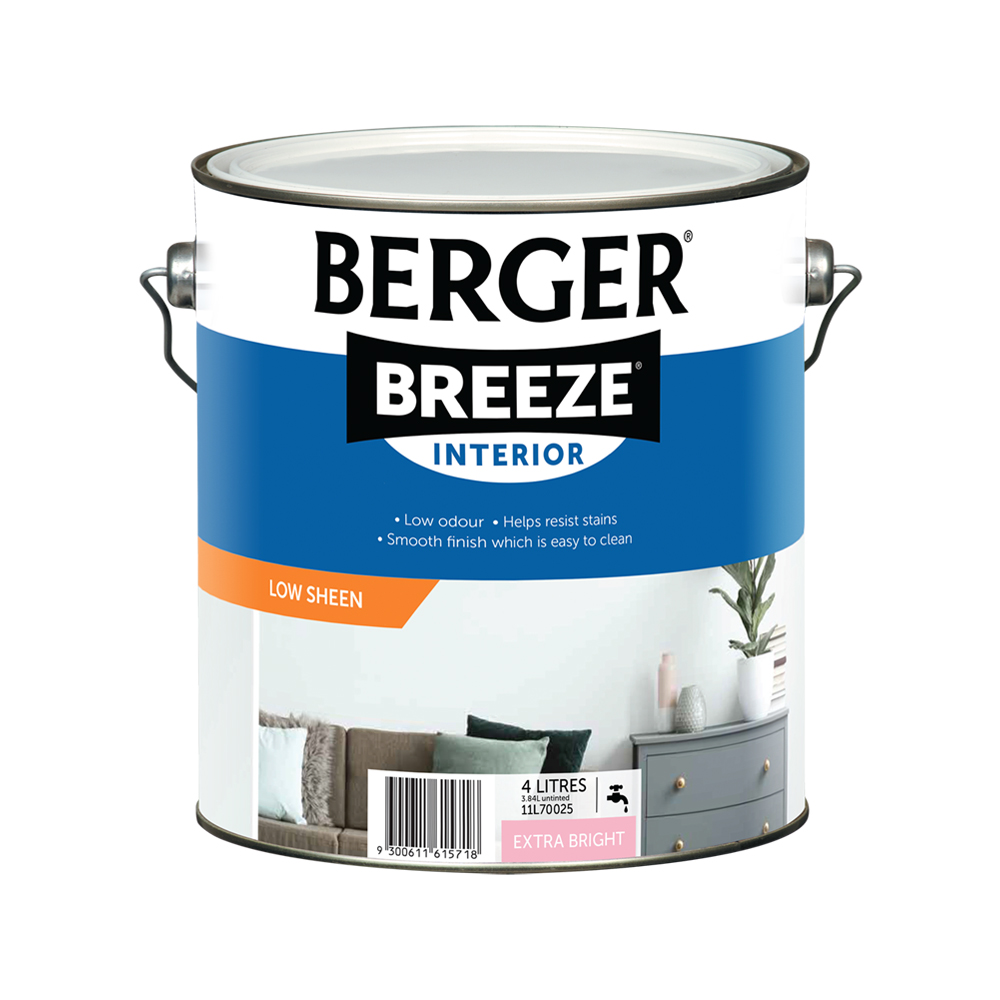 Berger Breeze Interior Low Sheen Extra Bright 4L Inspirations Paint