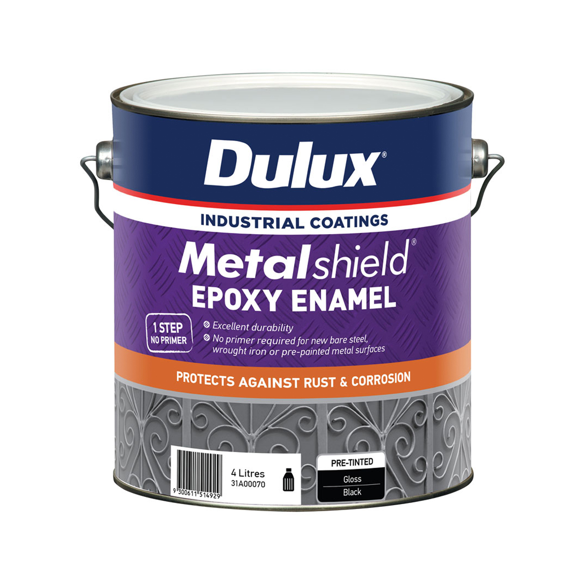 Dulux Metalshield Epoxy Enamel Gloss Black 4L Inspirations Paint