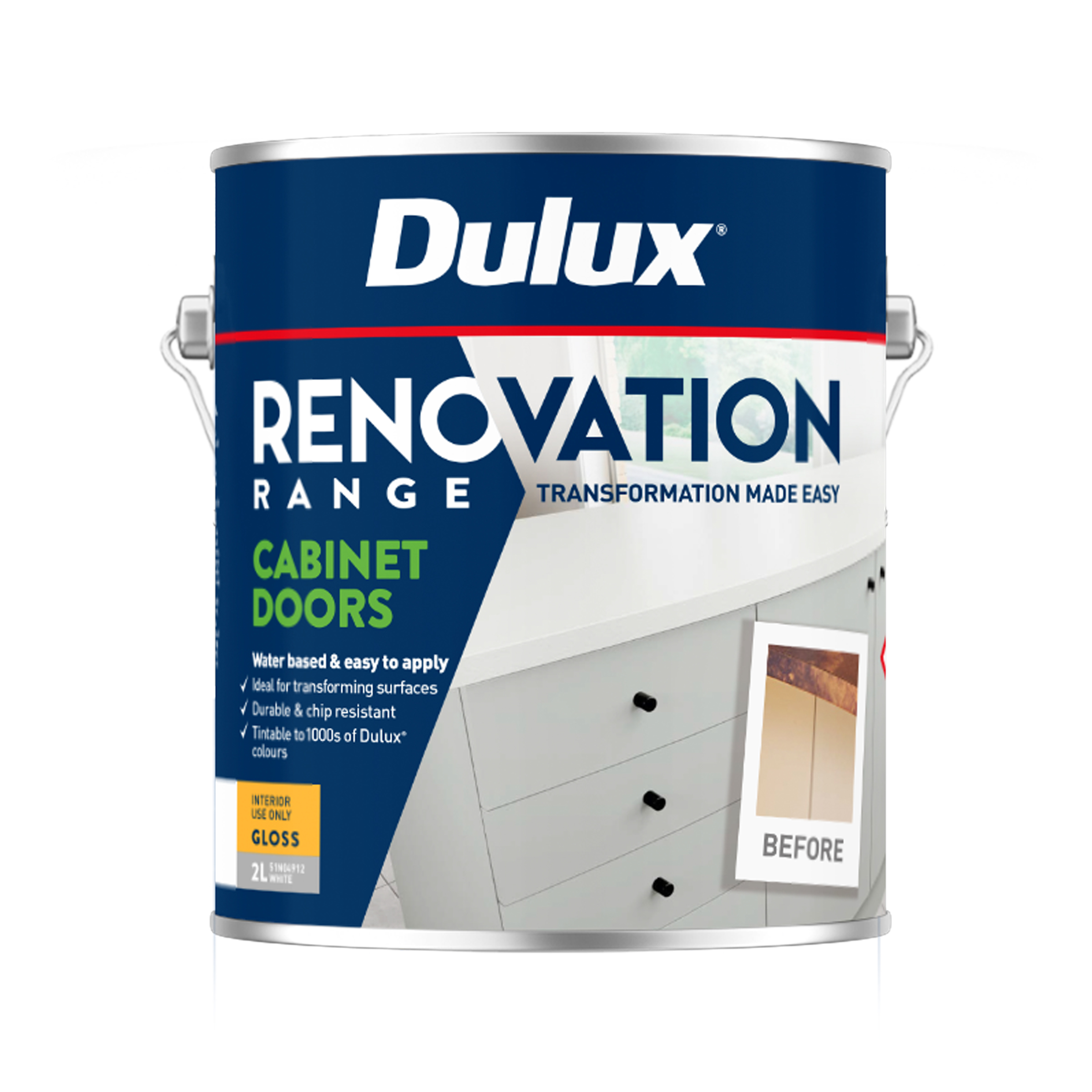 Dulux Renovation Range Doors Gloss Vivid White 2L Inspirations Paint