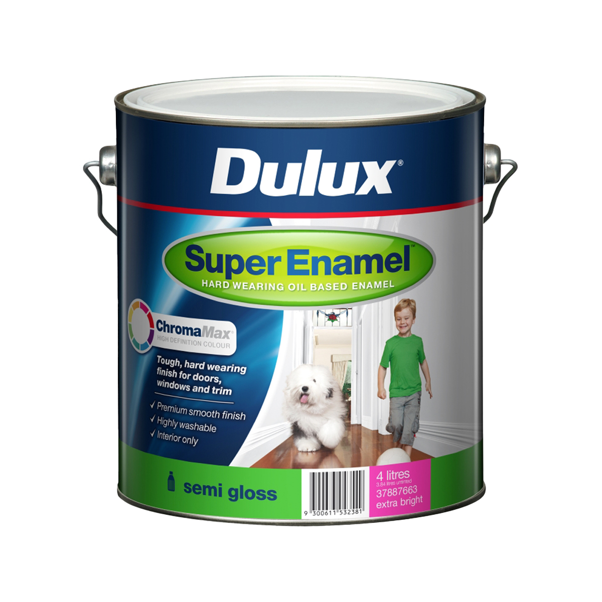 Dulux Super Enamel Semi Gloss Extra Bright 4L Dulux Super Enamel Semi Gloss Extra Bright 4L