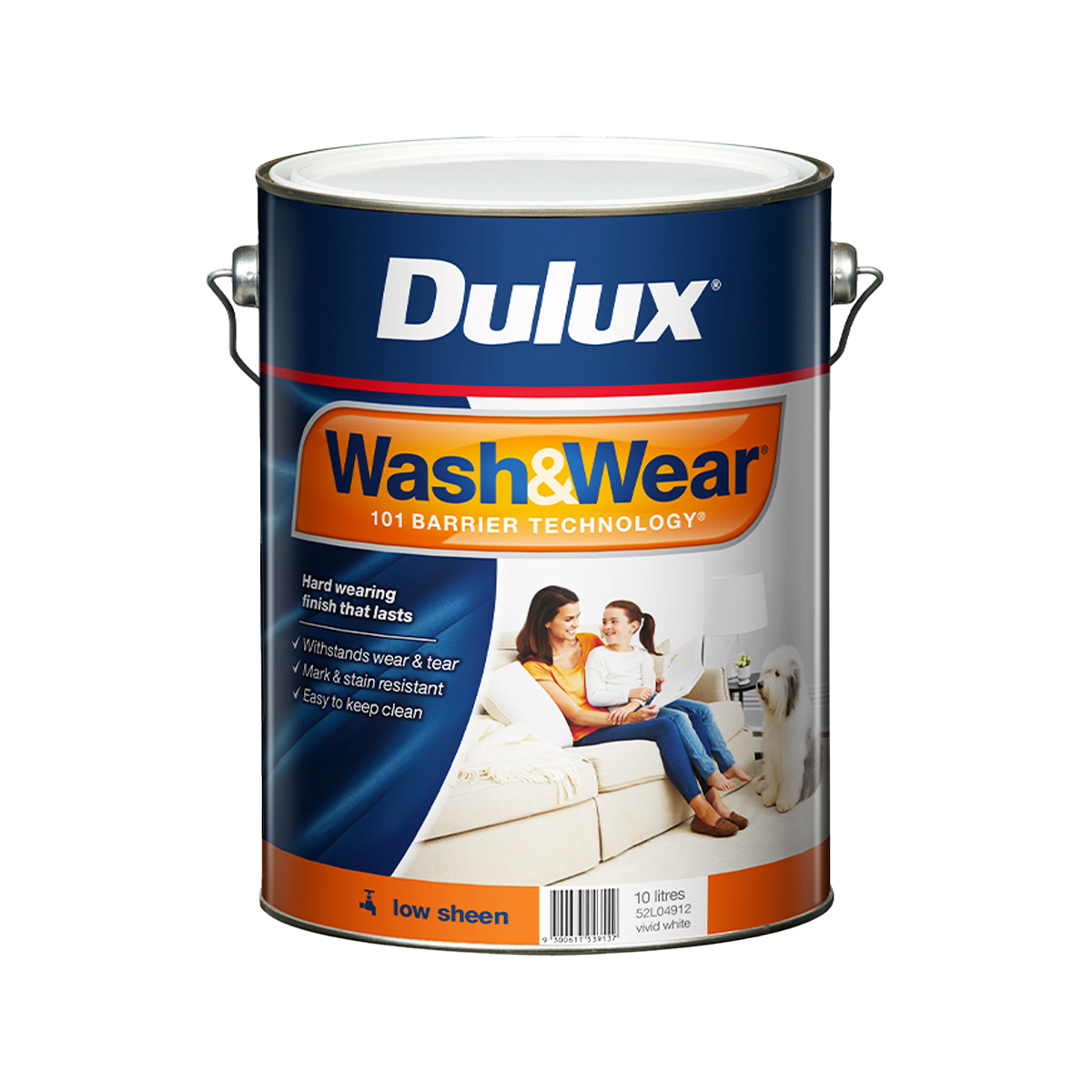 Dulux Wash&Wear Low Sheen Vivid White 10L Inspirations Paint