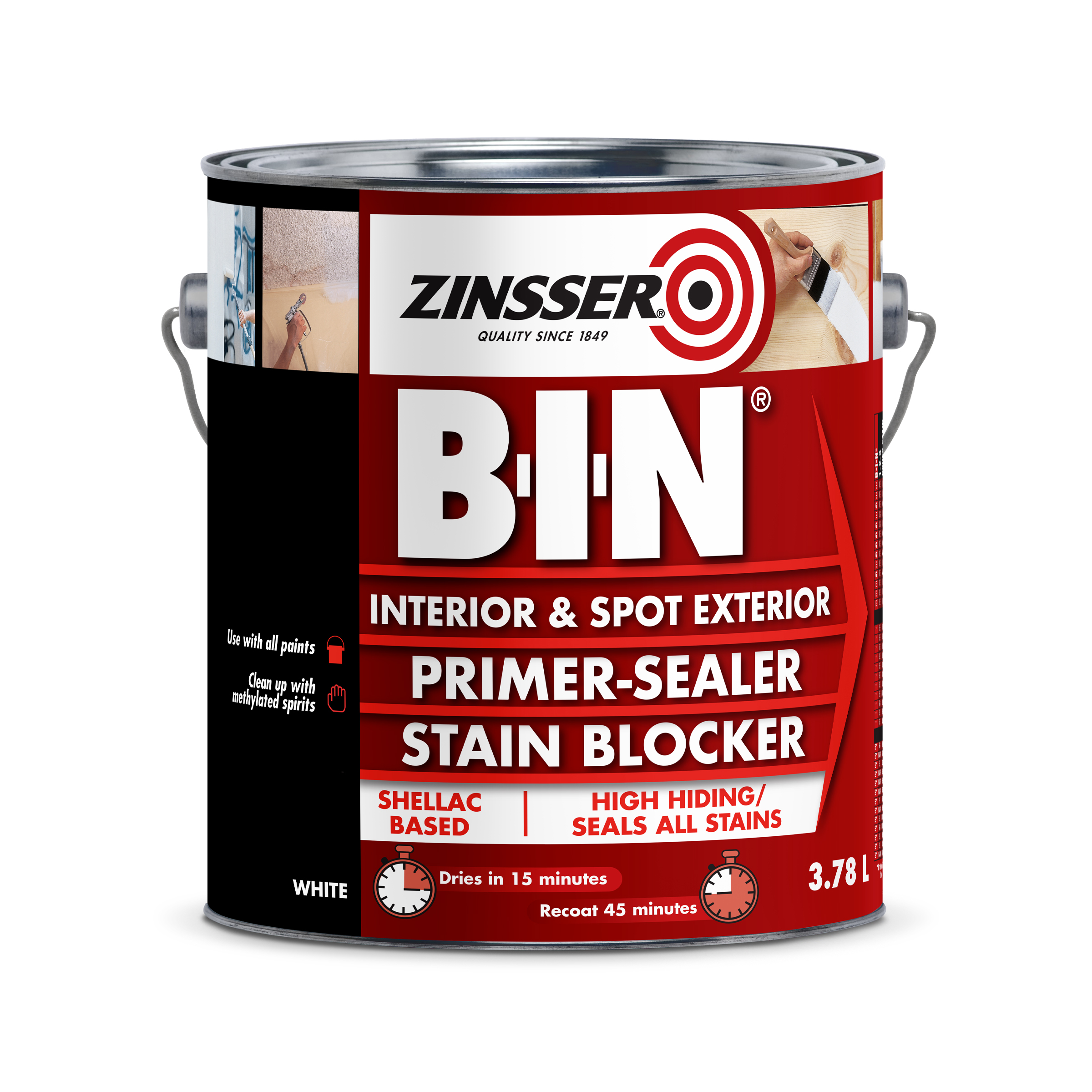 Zinsser B I N Shellac Based Primer Sealer Stain Killer 3 78L Zinsser B I N Shellac Based Primer Sealer Stain Killer 3 78L