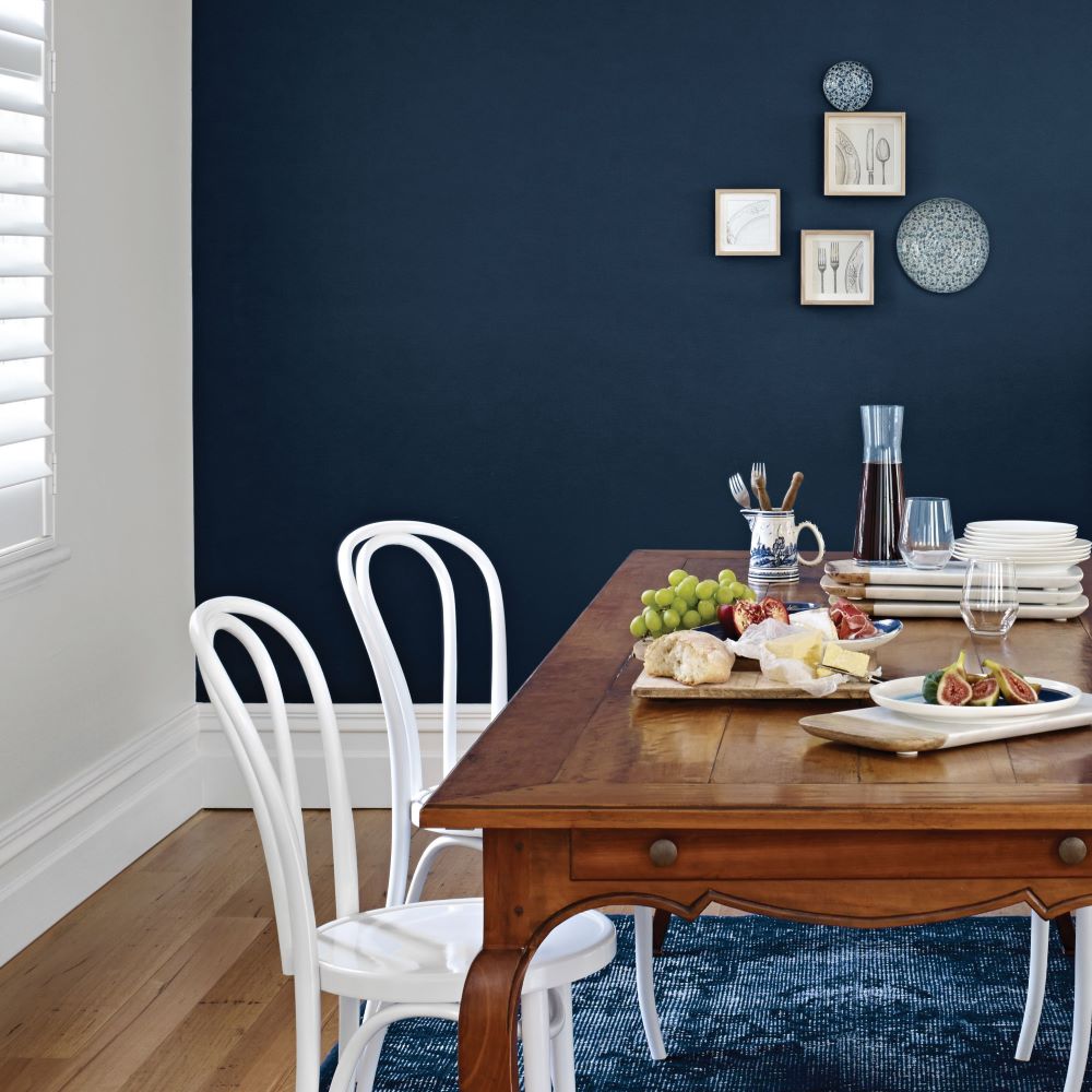 Blue feature wall