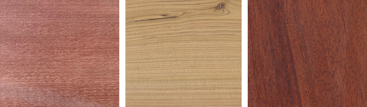 Brush Box (left), Cypress Pine (centre), Jarrah (right)