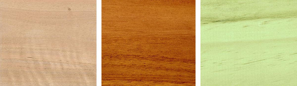 Spotted Gum (left), Teak (centre), Treated Pine (right)