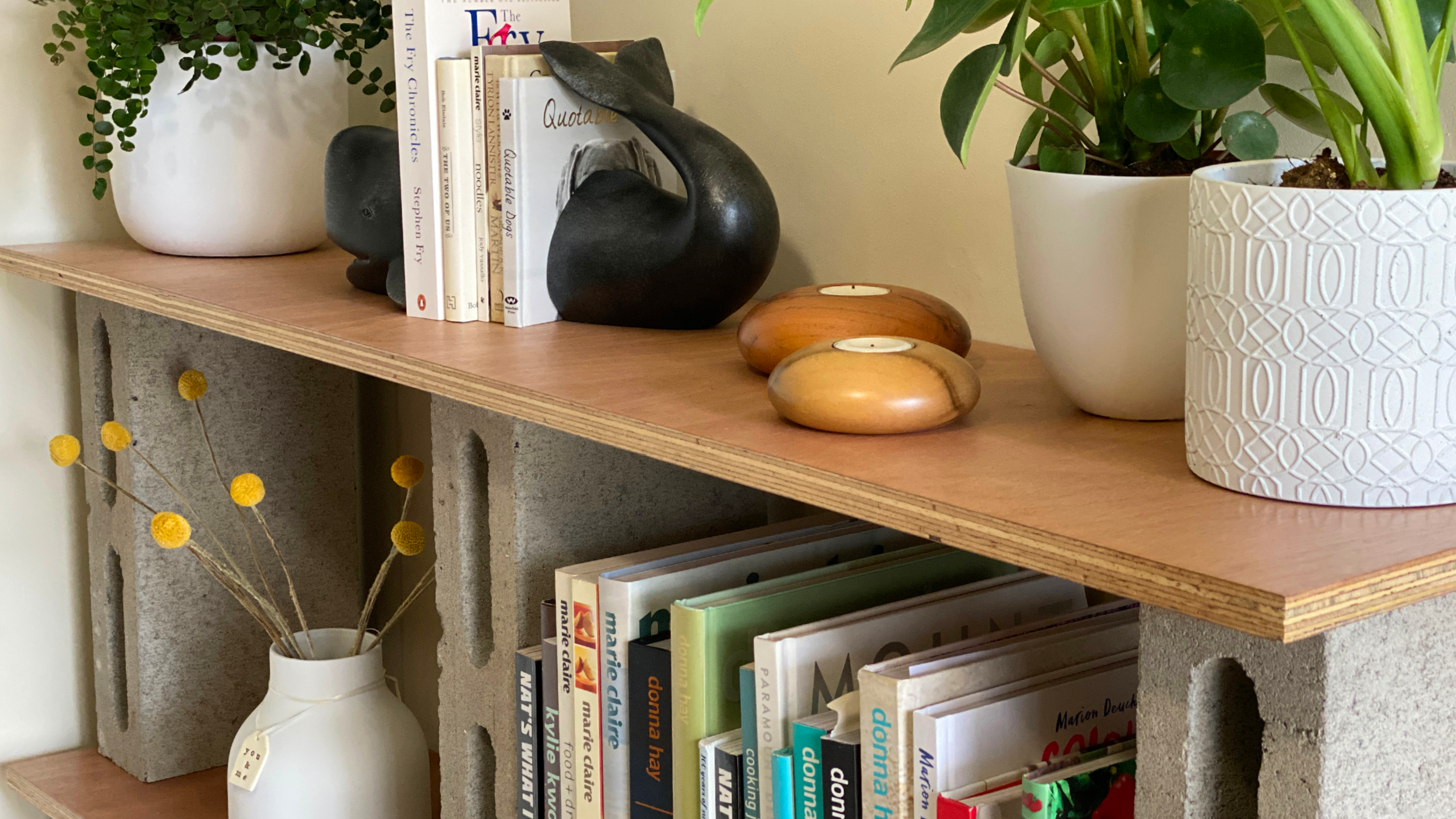 Upcycled Concrete and Timber Bookcase